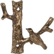 Clayre & Eef Wandhaak Vogel 9x4x9 cm Goudkleurig Metaal