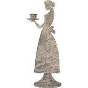 Clayre & Eef Kandelaar Vrouw 15x10x37 cm Grijs Metaal