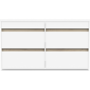 Commode met 6 lades, decor in eikenhout Kronberg en mat wit - CLYDE