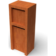 Litru Duo cortenstaal Brievenbus met 2 bussen L40 x B30 x H100 cm