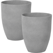 CROTON - Bloempot set van 2 - Lichtgrijs - 35 cm - Stenenmix
