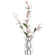 QUVIO Vaas zwarte strepen - Zandloper vorm - Keramiek - ø23x11cm - Wit