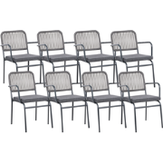 TACENO - Tuinstoel set van 8 - Grijs - Metaal/Aluminium