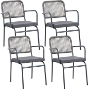 TACENO - Tuinstoel set van 4 - Grijs - Metaal/Aluminium