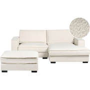 KOLDING - Hoekbank met ottomaan - Lichtbeige - Linkszijdig - Bouclé