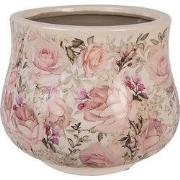 Clayre & Eef Bloempot Ø 21x17 cm Beige Keramiek Bloemen