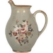 Clayre & Eef Decoratie Kan 16x12x18 cm Grijs Keramiek Bloemen