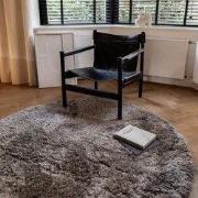 Rond Hoogpolig vloerkleed Fender grijs/lichtgrijs - Polyester