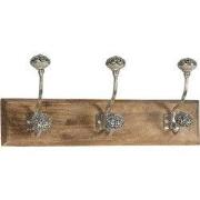 Clayre & Eef Wandkapstok 44x10x17 cm Bruin Grijs Hout