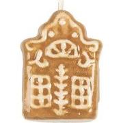 Clayre & Eef Kersthanger Huis 4x4x5 cm Bruin Keramiek