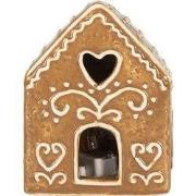 Clayre & Eef Gingerbread house met LED 8x6x10 cm Bruin Keramiek