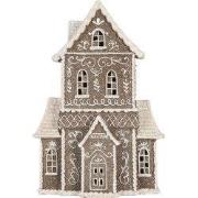 Clayre & Eef Gingerbread house met LED 23x11x33 cm Bruin Kunststof