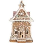 Clayre & Eef Gingerbread house met LED 9x10x15 cm Bruin Kunststof