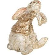 Clayre & Eef Decoratie Beeld Konijn 6x5x7 cm Beige Kunststof