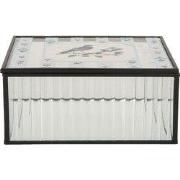 Clayre & Eef Sieradendoos 18x14x8 cm Transparant Metaal Bloemen