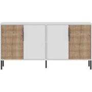 Buffet met 4 deuren in wit en saffier eiken L150 cm - ZERRA