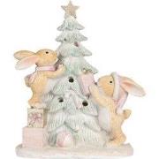 Clayre & Eef Kerstdecoratie met LED-verlichting Konijn 14x8x16 cm Brui...