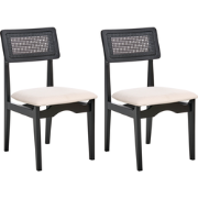 RUBONIA - Eetkamerstoel set van 2 - Zwart - Rubberhout/Polyester