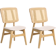 ALCOVA - Eetkamerstoel set van 2 - Lichtbruin - Rubberhout/Polyester