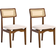 RUBONIA - Eetkamerstoel set van 2 - Bruin - Rubberhout/Polyester