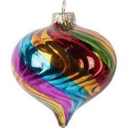 Clayre & Eef Kerstbal Ø 8x8 cm Meerkleurig Glas