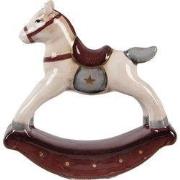 Clayre & Eef Beeld Hobbelpaard 11x3x11 cm Beige Keramiek