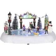 LuVille Kerstdorp Miniatuur Schaatsen op de Vijver - L32 x B25 x H15 c...