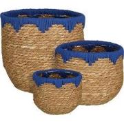 Jorck basket round blue set of 3 - h24xd26cm