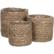 Atlantic basket l. brown set of 3 - h16xd16cm