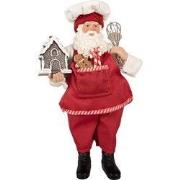 Clayre & Eef Kerstdecoratie Beeld Kerstman 16x9x26 cm Rood Kunststof