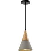 QUVIO Hanglamp langwerpig beton met hout grijs - QUV5141L-GREY