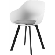 Rene kunststof eetkamerstoel wit - zwart metalen onderstel