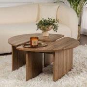 Ronde Salontafel Moari Walnoot Melamine 90 cm
