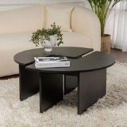 Ronde Salontafel Moari Zwart Melamine 90 cm