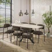 Valente Ovaal Eettafel 180 cm Travertine Keramiek