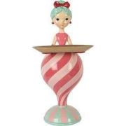 Clayre & Eef Decoratie Beeld Meisje 22x20x46 cm Roze Kunststof