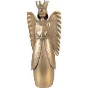 Clayre & Eef Kerstdecoratie Beeld Engel 17x10x39 cm Bruin Metaal