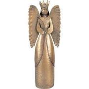 Clayre & Eef Kerstdecoratie Beeld Engel 17x10x46 cm Bruin Metaal