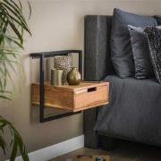Zwevend Nachtkastje Industrieel Naomi Acaciahout 1 Lade