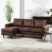 Hoekbank Lara stof bruin links/rechts