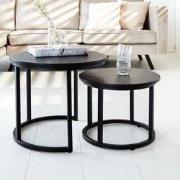 Industriële Ronde Salontafel Set van 2 Rosa Zwart Houtlook