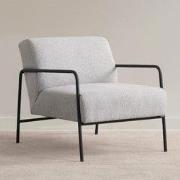 Moderne Fauteuil Eti Grijs Stof - Zwart Frame