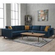 Hoekbank Kale Velvet marine blauw - vijf persoons