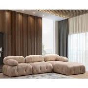 Modulaire XXL hoekbank Bubble met hocker - velvet beige