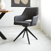 Moderne Draaibare Eetkamerstoel Antraciet Stof Sid - Met Armleuningen