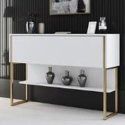 Modern Dressoir Wit Luxe 120x80x30 - Gouden Frame - Eén Vak