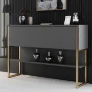 Modern Dressoir Antraciet Luxe 120x80x30 - Gouden Frame - Eén Vak