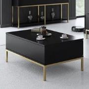 Rechthoekige Salontafel Zwart Lord 90x60 - Gouden Frame