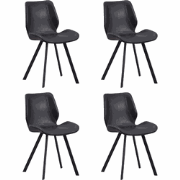Set van 4 Eetkamerstoelen Industrieel Zwart Kunstleer Barry - Zonder A...