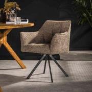 Set van 2 Eetkamerstoelen Lino Bouclé Taupe Draaibaar